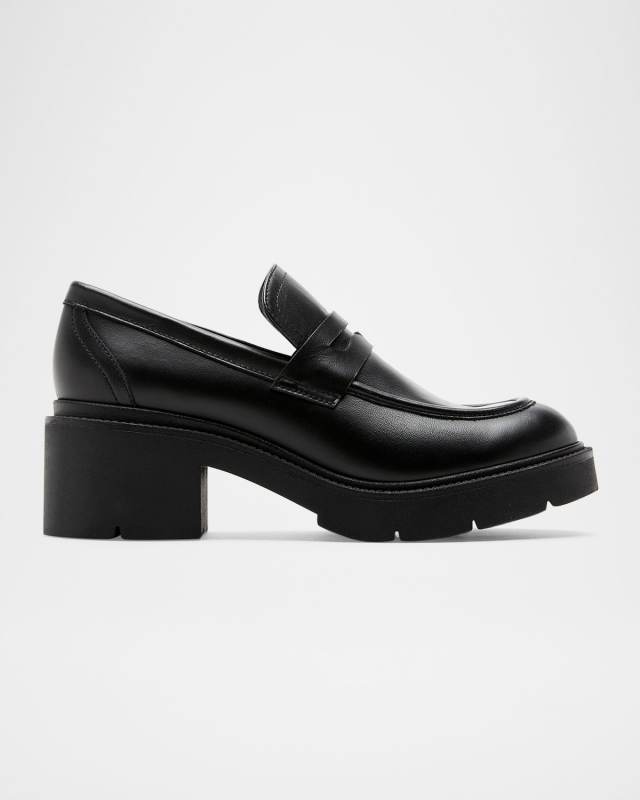 Alisa Shiny Crinkle Leather Loafers